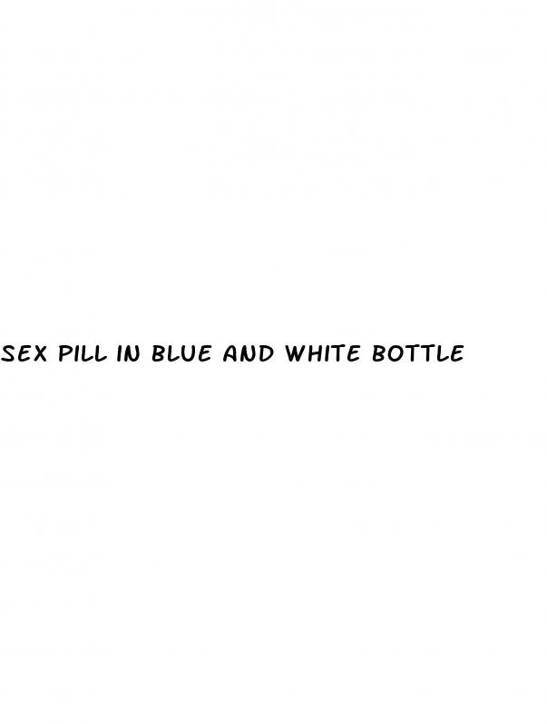 sex pill in blue and white bottle